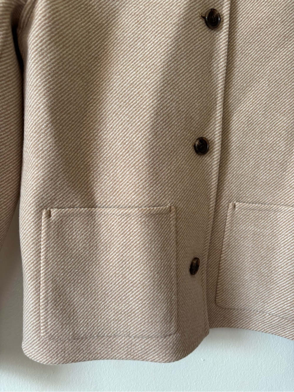 Theory Neutral Blush Collarless Wool Jacket - Picture 5 of 8